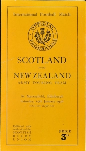 Program meczu Szkocja v Kiwi 19.01.1946
