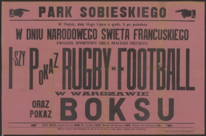 1922 - Plakat - Pierwszy mecz rugby w Warszawie