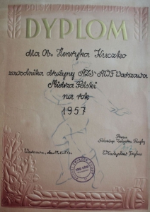 1957 - Dyplom - Mistrzostwo Polski